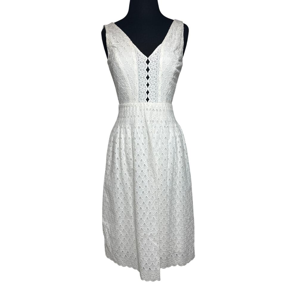 Gianni Bini Venda Midi Dress White Eyelet Lace A-Line Sleeveless Bridal Shower 0
